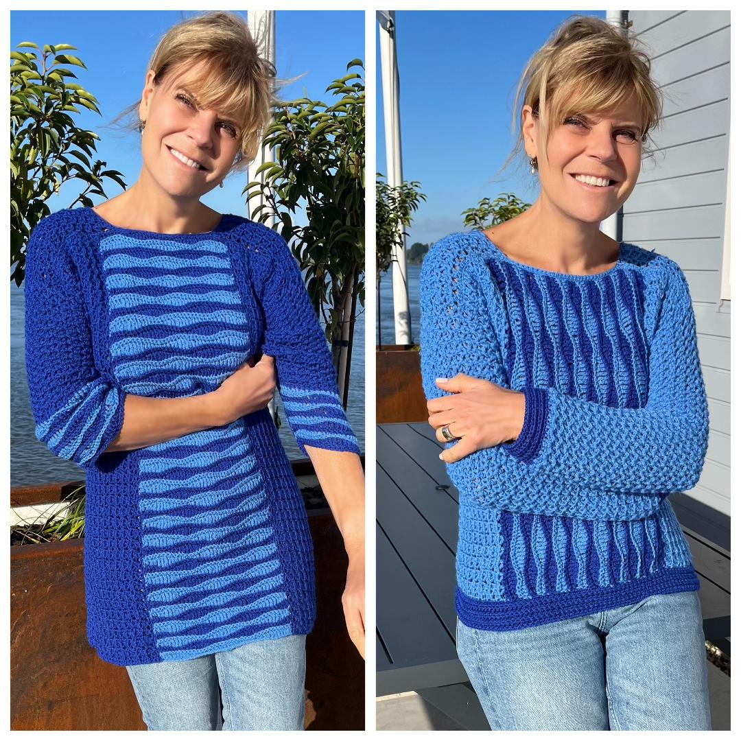 Captured Between Waves - Sweater & Tunic - Crochet PATTERN - English US Terms - digital pdf