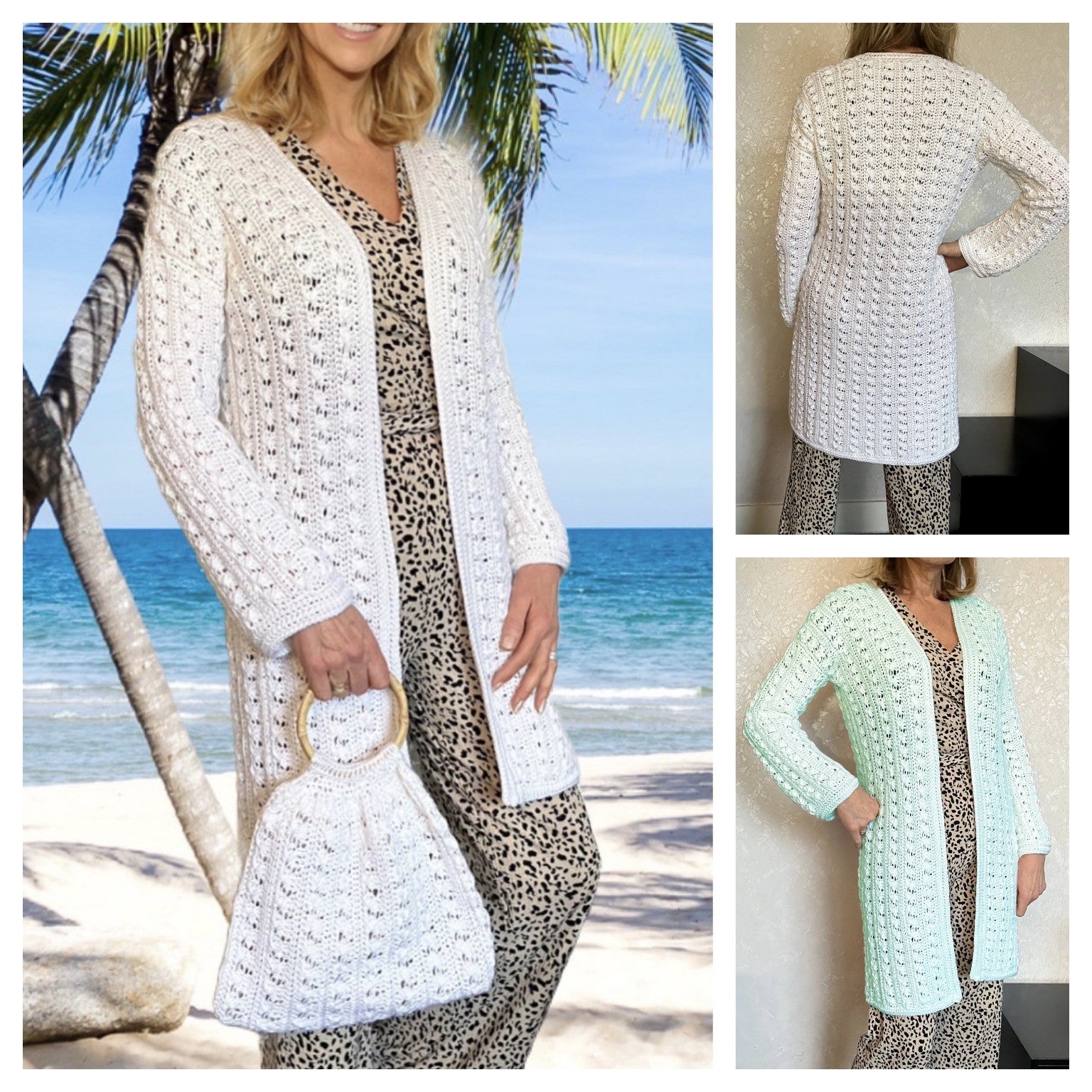 Classy Caribbean Cardigan Crochet Pattern (with handbag)