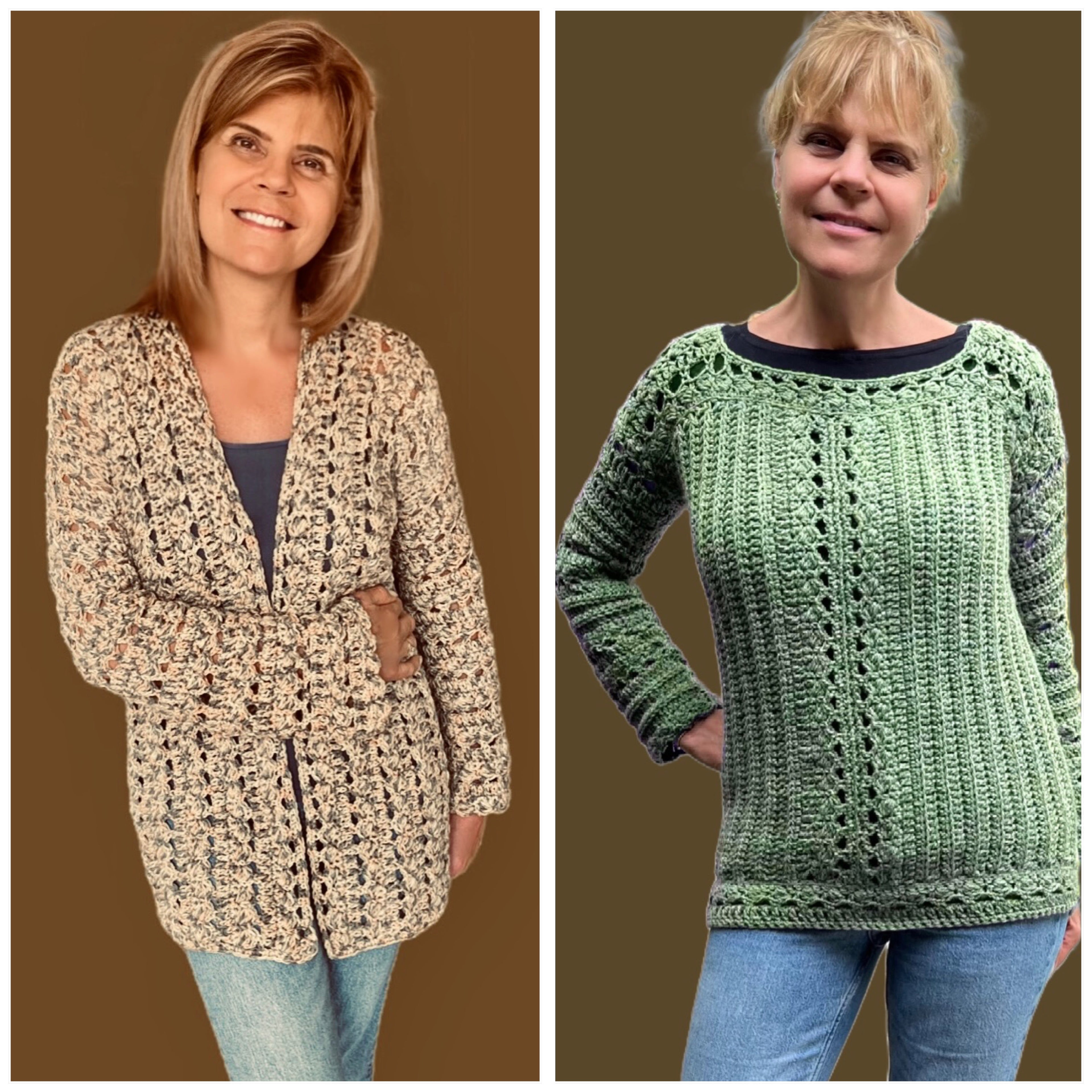 Jennifer & Juniper Crochet Pattern • Cardigan & Sweater Set • English US Terms - digital pdf