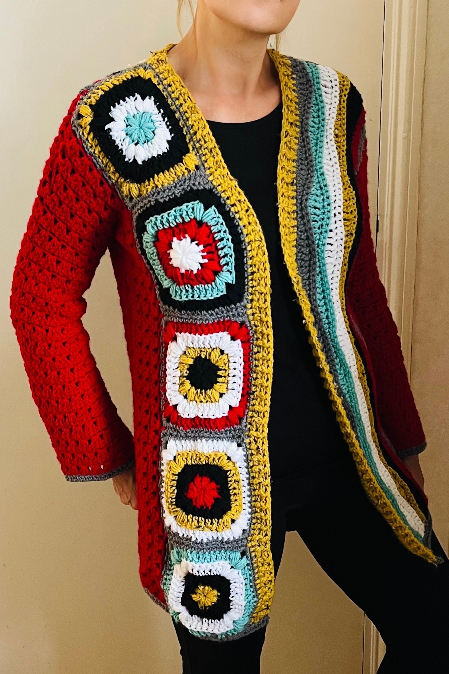 Festive Fusion Cardigan - Crochet Cardigan English USA