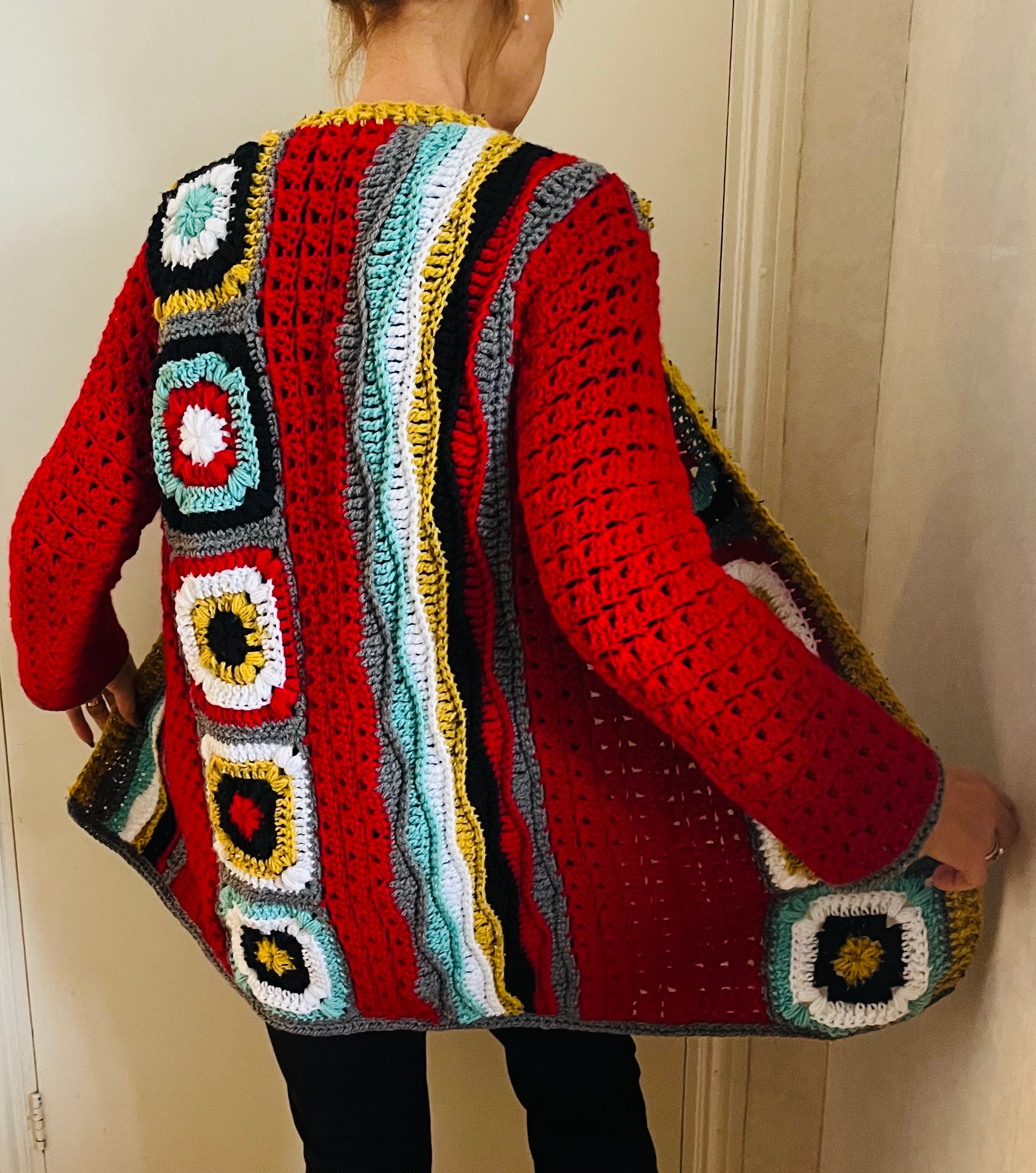 Festive Fusion Cardigan - Crochet Cardigan English USA