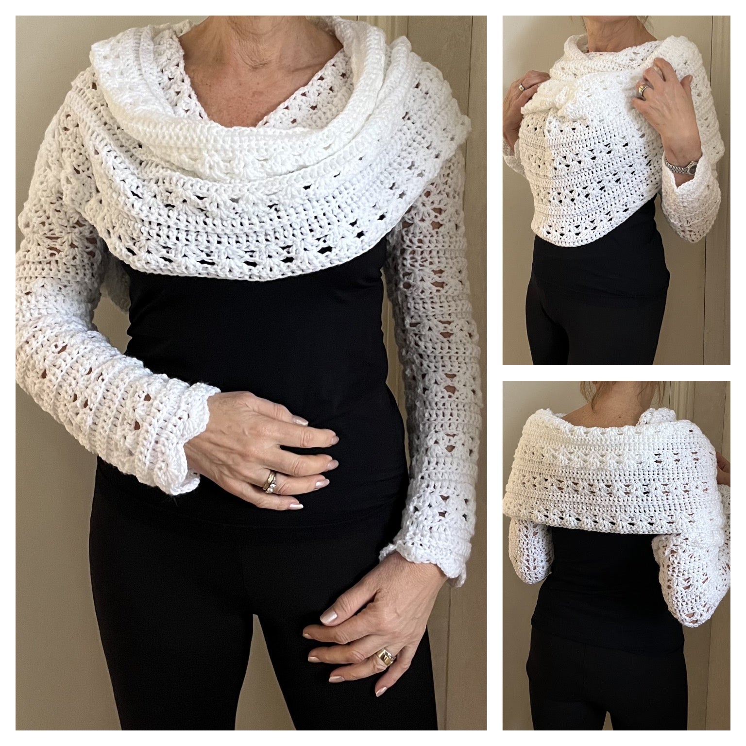 Two Elegant Shawls with Sleeves - Crochet Pattern English USA