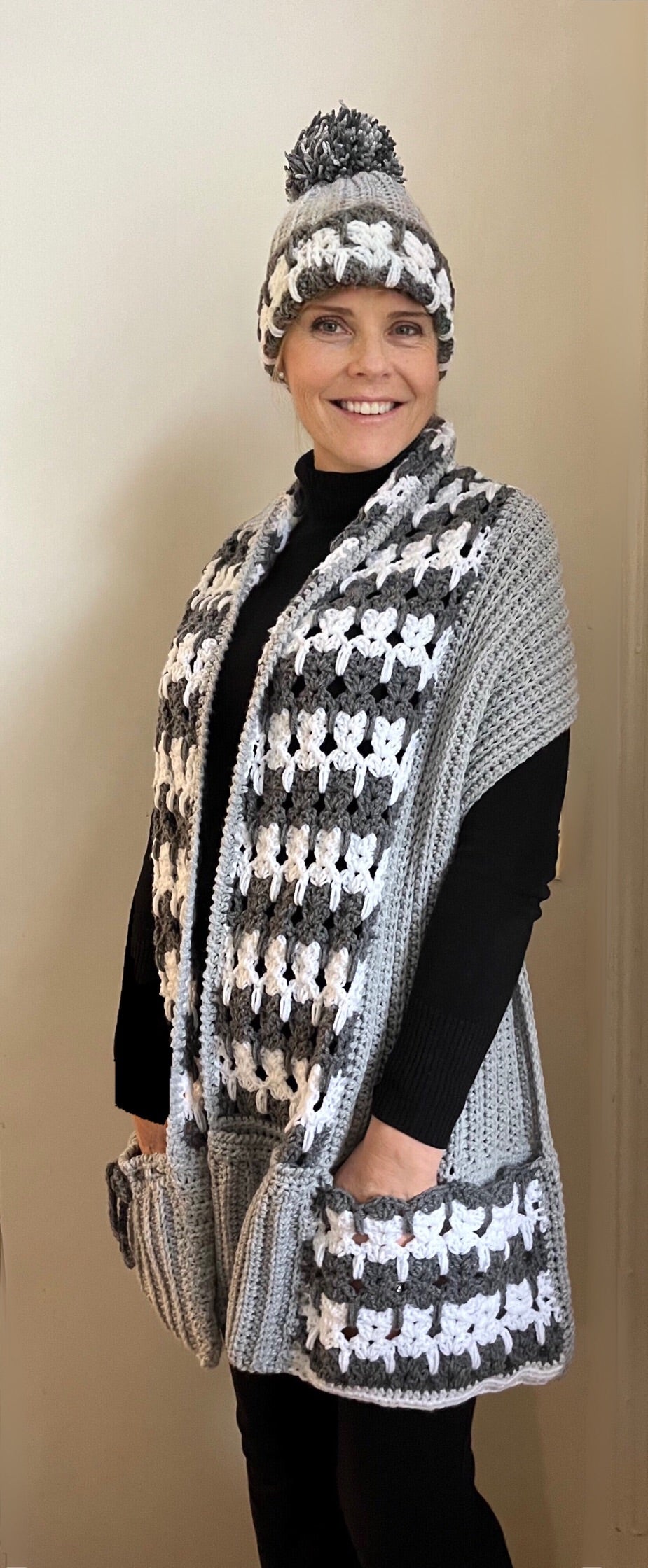 Cat's Galore, 3 piece set - Pocket shawl + Hat + Bag - Crochet Pattern - English US Terms - digital pdf