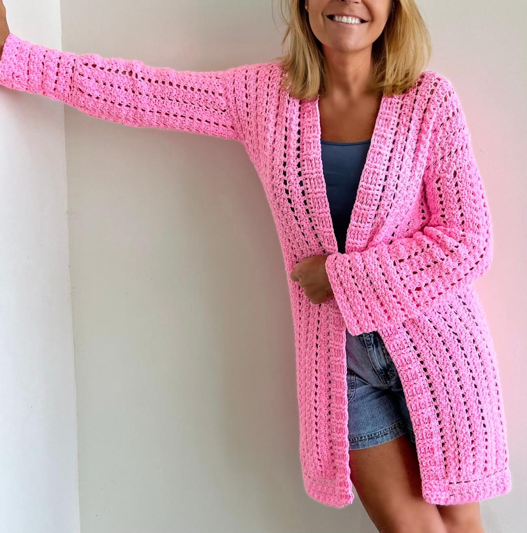 In the Pink Cardigan - Crochet PATTERN - English US terms - digital pdf