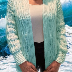 Warm in Waves Cardigan - Crochet Pattern English USA