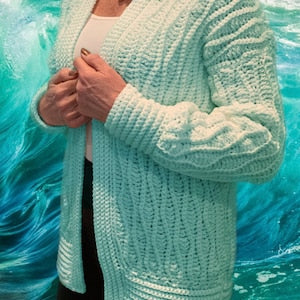 Warm in Waves Cardigan - Crochet Pattern English USA