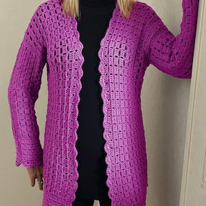 Blockbuster Cardigan, crochet PATTERN, English USA