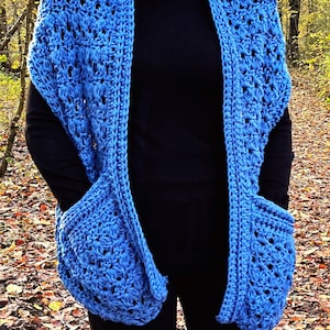 Eco Chique Pocket shawl-Crochet PATTERN-English USA