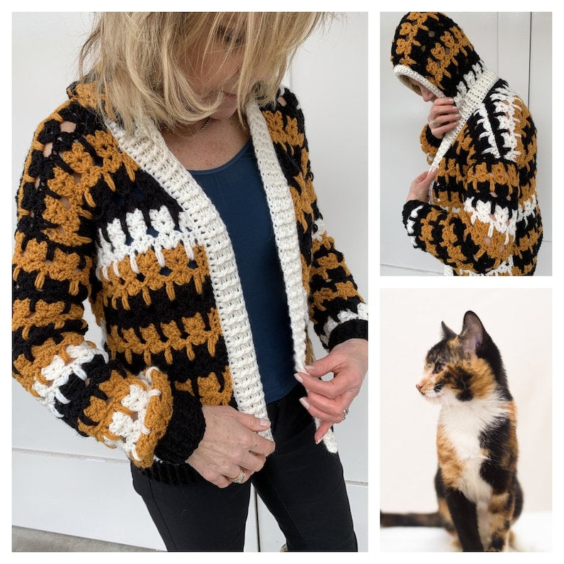 Calico Cat Cardi - Crochet PATTERN English US – crochetjennifer.com