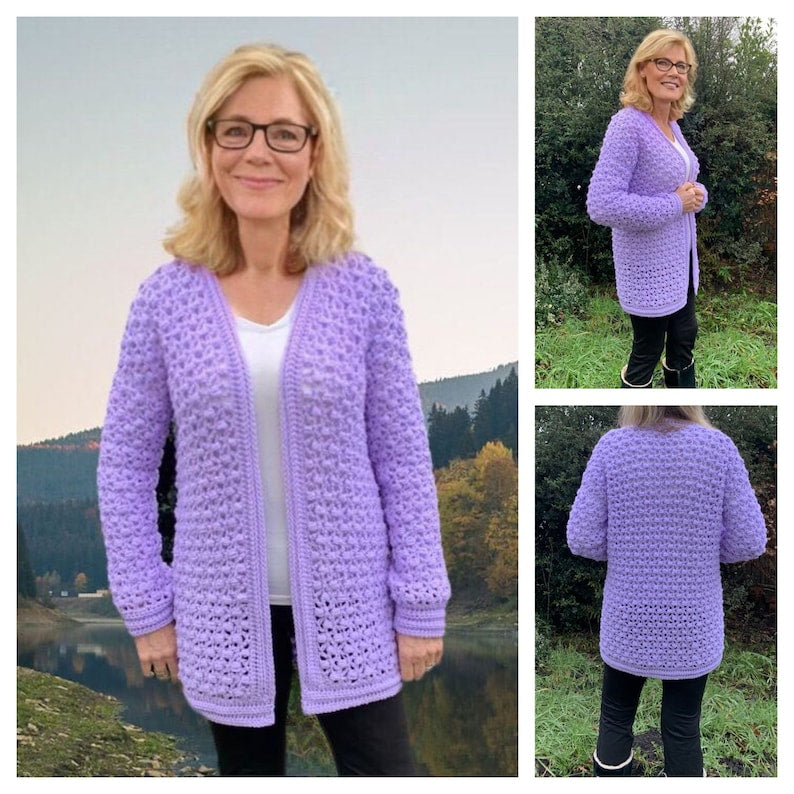 My Bobbly Cardi - Crochet Pattern English USA