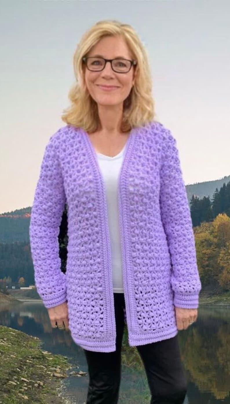 My Bobbly Cardi - Crochet Pattern English USA