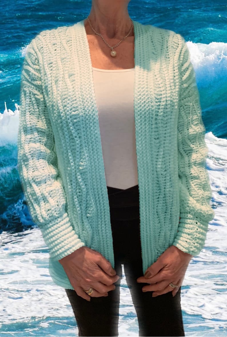 Warm in Waves Cardigan - Crochet Pattern English USA