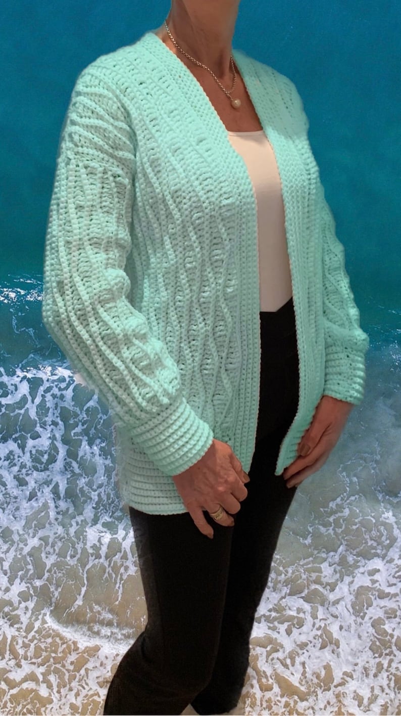 Warm in Waves Cardigan - Crochet Pattern English USA