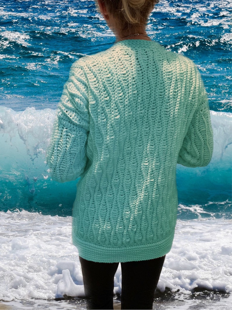 Warm in Waves Cardigan - Crochet Pattern English USA