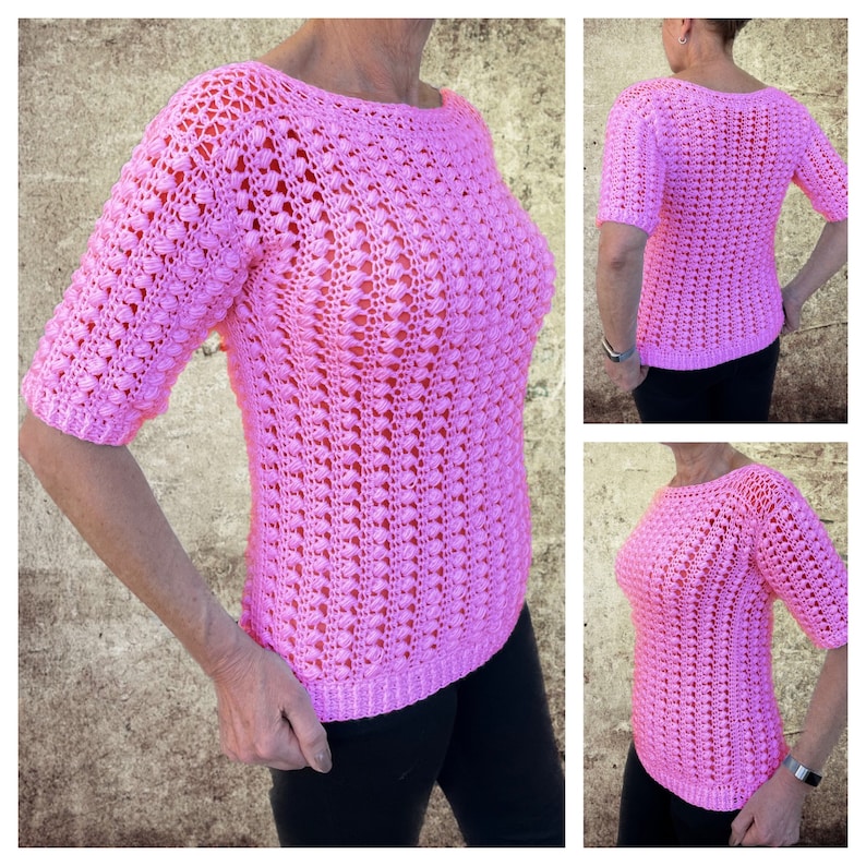 Spring Bubbles sweater Crochet pattern English USA