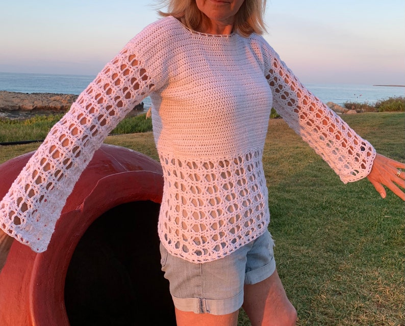 Simple Cyprus Summer Sweater - Crochet pattern English USA