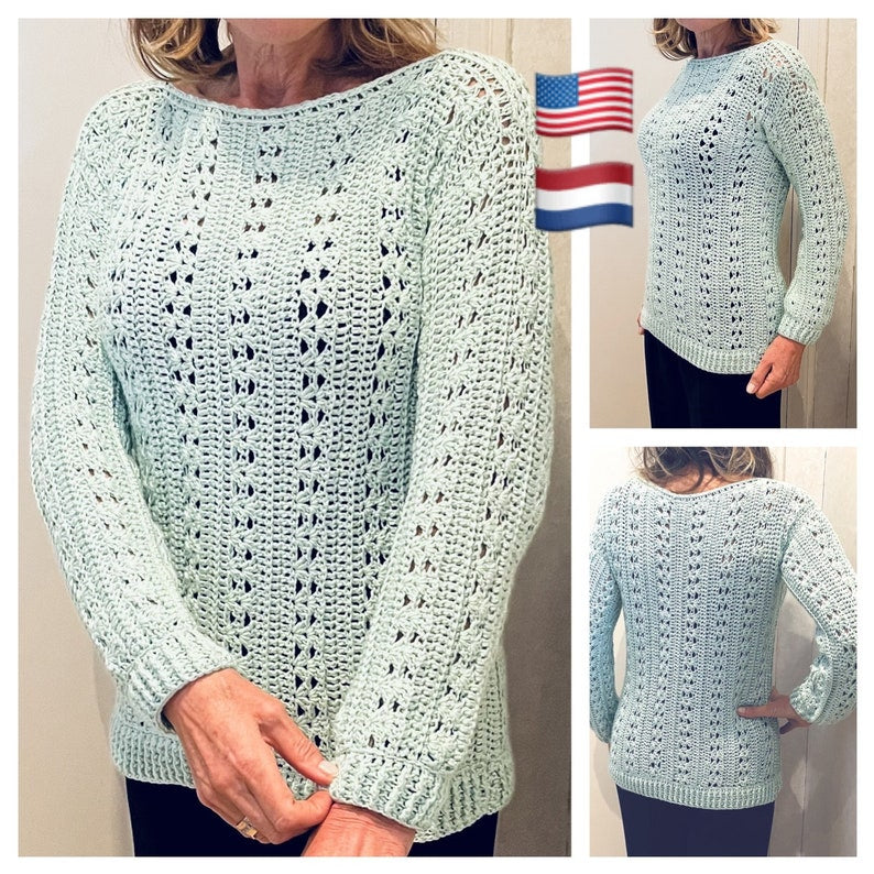 Lovely CJ Sweater - Crochet Pattern English USA
