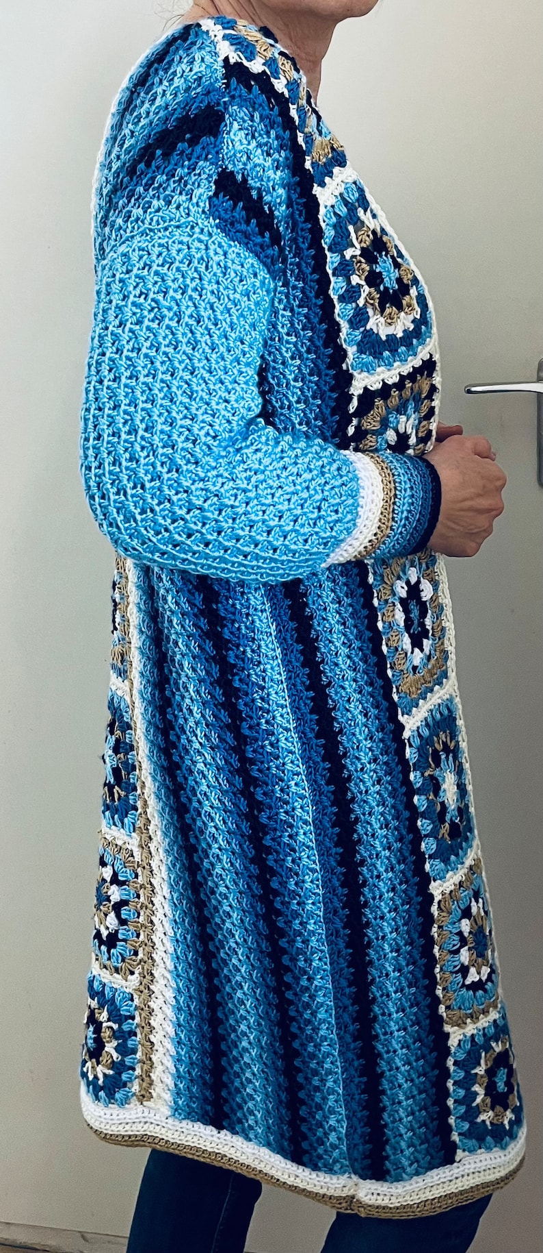 Long Square Affair Cardigan - Crochet Pattern English USA
