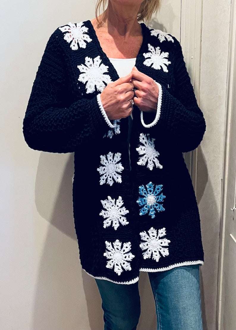 Snowflake Cardigan - Crochet Pattern English USA