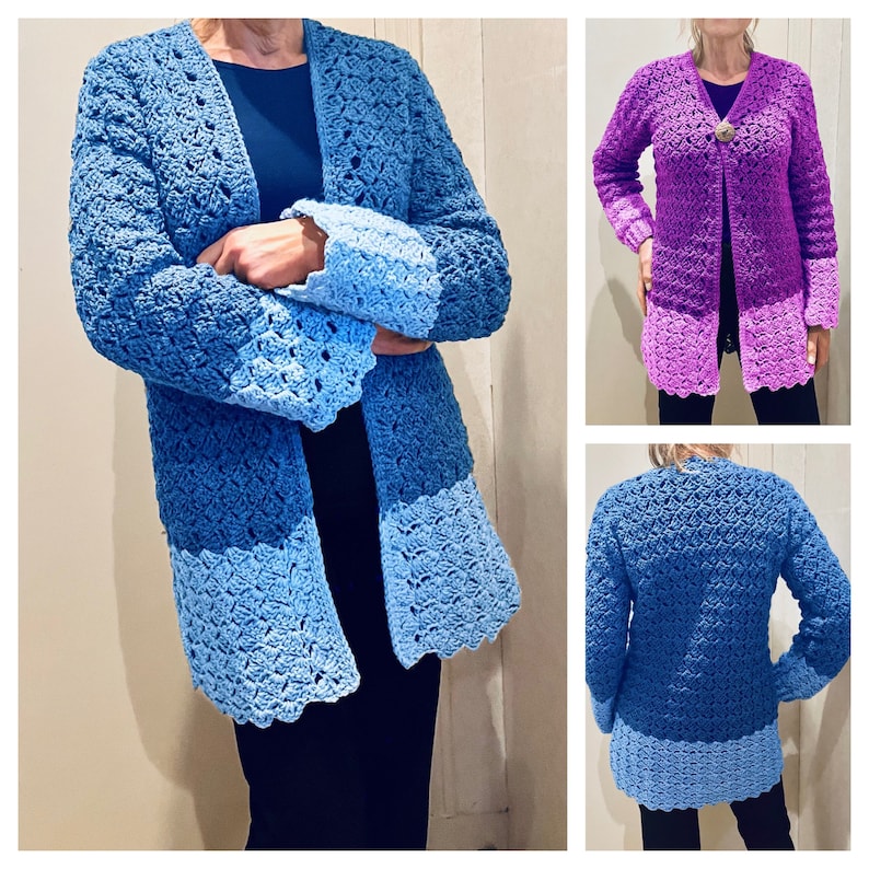 JOHANNA  two-toned Cardigan - crochet PATTERN English USA