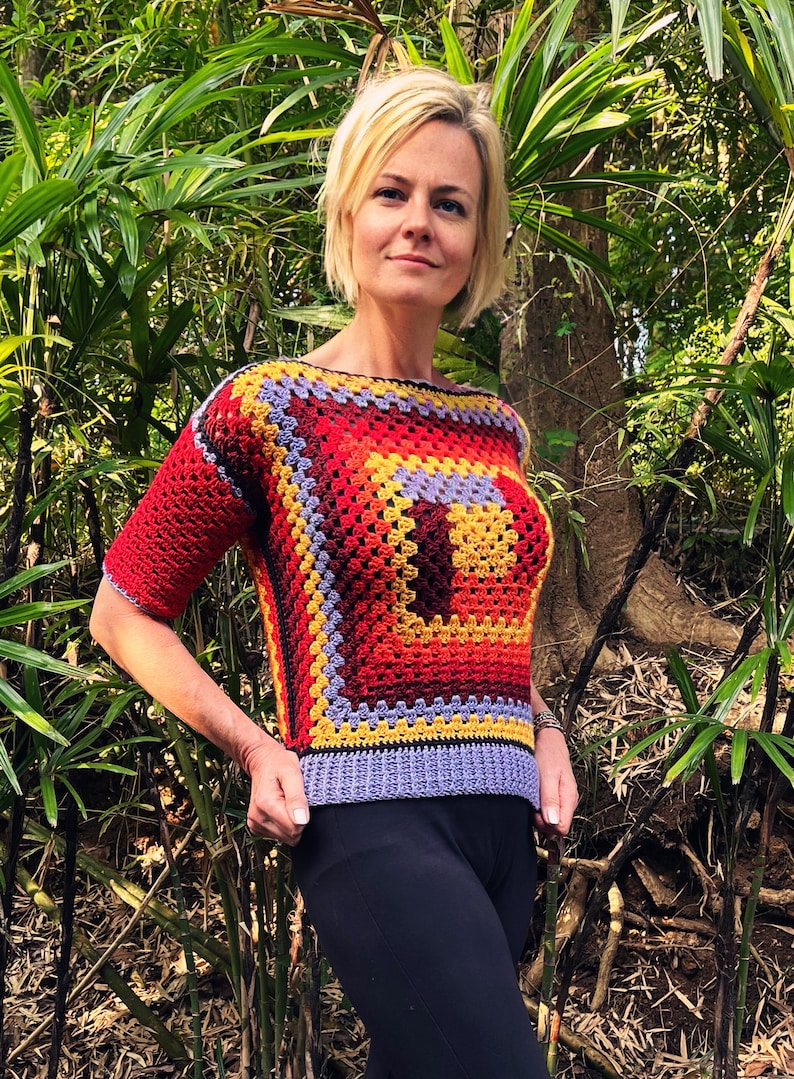 Tequila Sunrise Sweater - Crochet Pattern English USA
