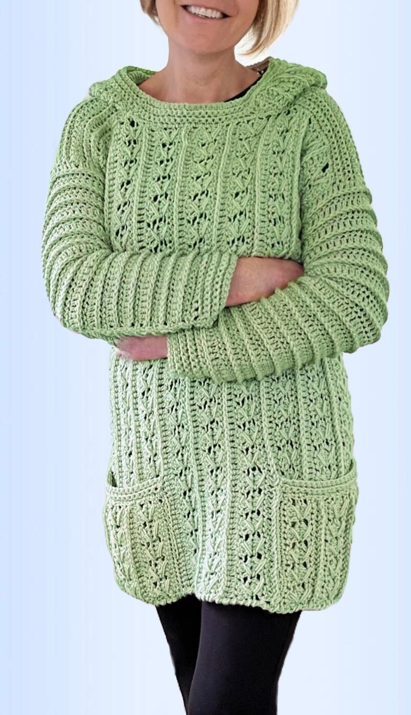 EZ Breezy Winter Hoodie - Crochet PATTERN - English USA - digital download