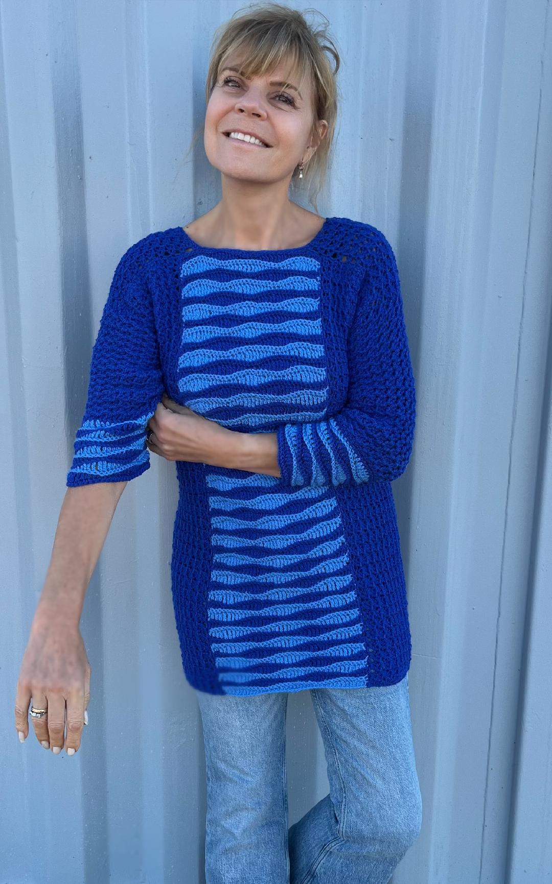 Captured Between Waves - Sweater & Tunic - Crochet PATTERN - English US Terms - digital pdf