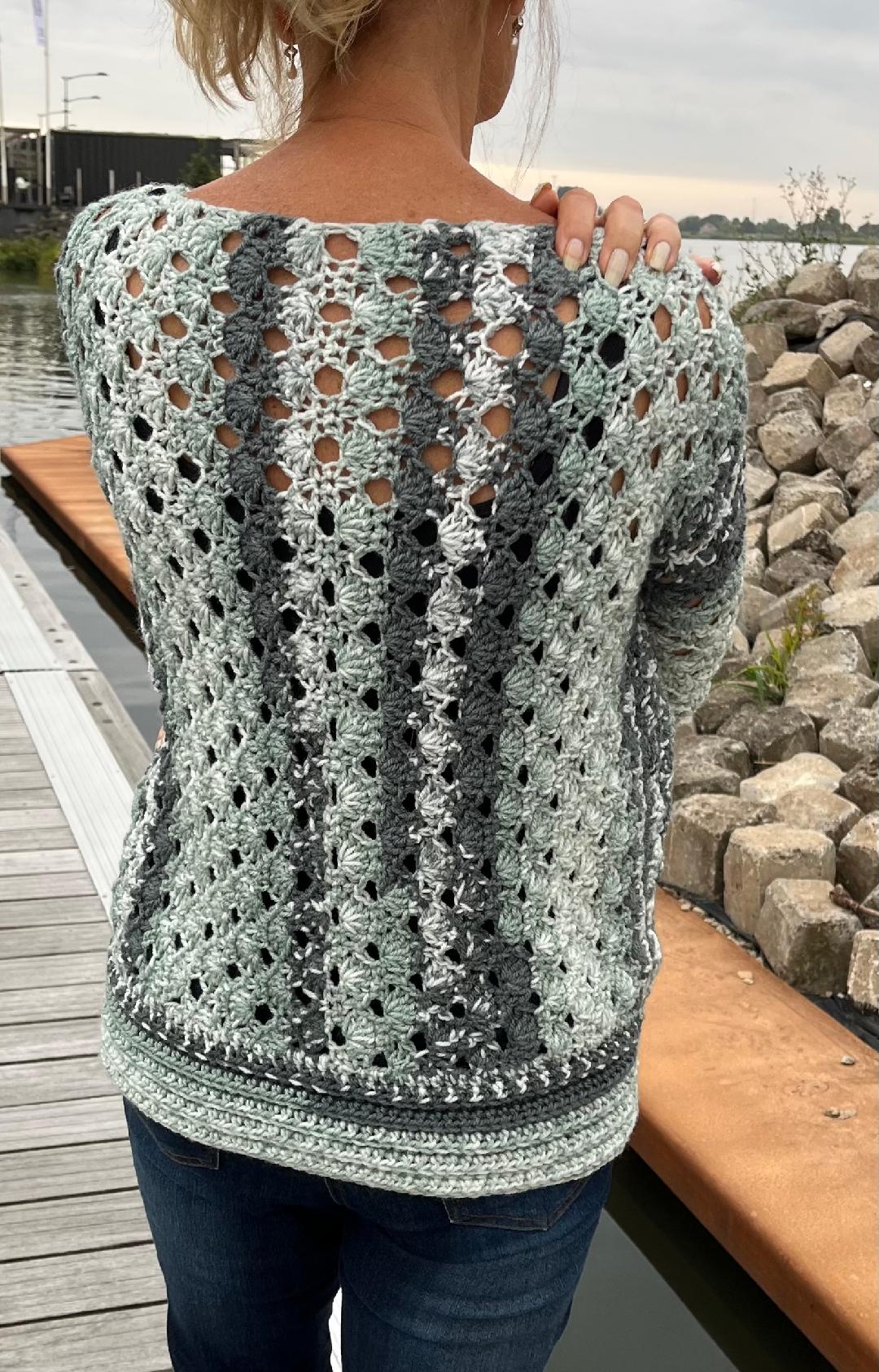 Sage Symphony Sweater (plus matching hat) - Crochet PATTERN - English US Terms