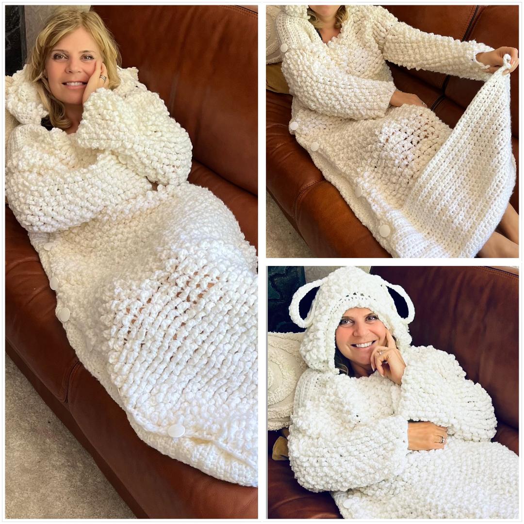 Snuggly Sheep Couch Cardigan - Crochet PATTERN - English US Terms - digital pdf