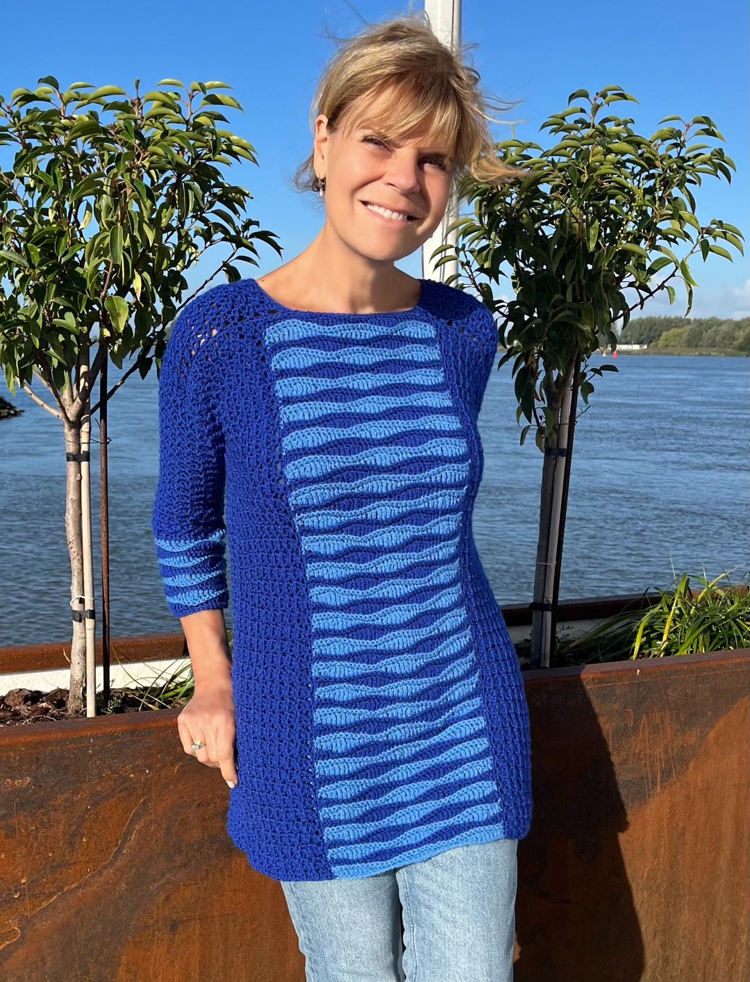 Captured Between Waves - Sweater & Tunic - Crochet PATTERN - English US Terms - digital pdf