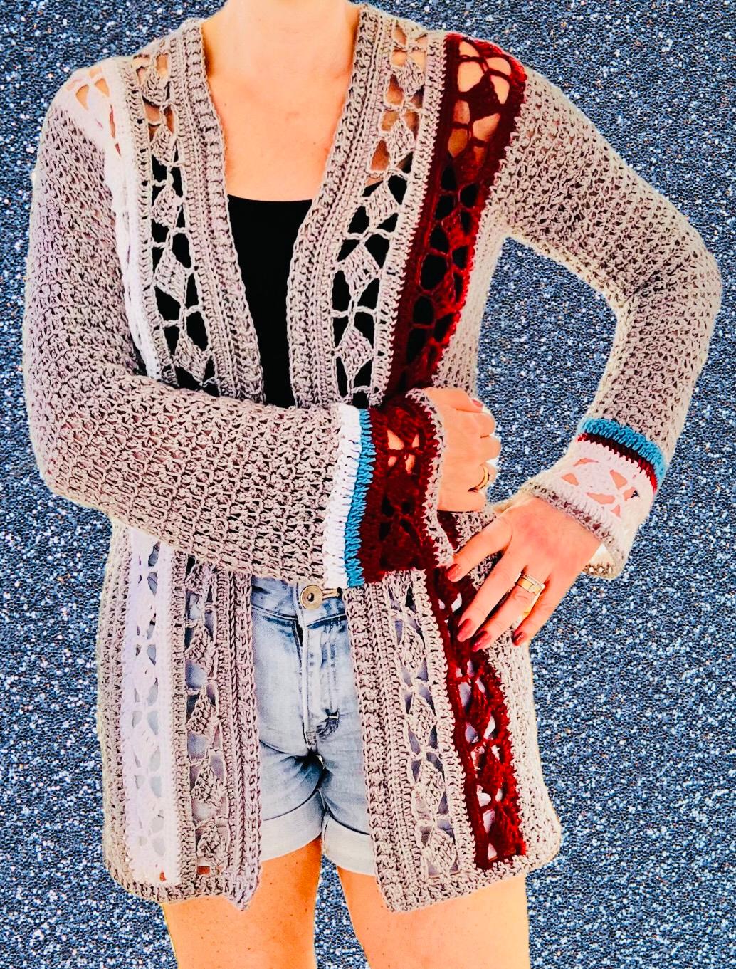 Cozy Chic Cardigan - Crochet PATTERN - English USA