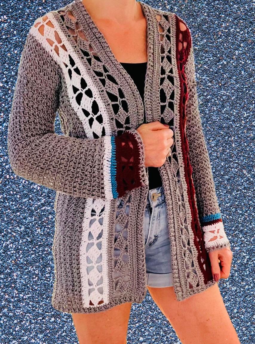 Cozy Chic Cardigan - Crochet PATTERN - English USA