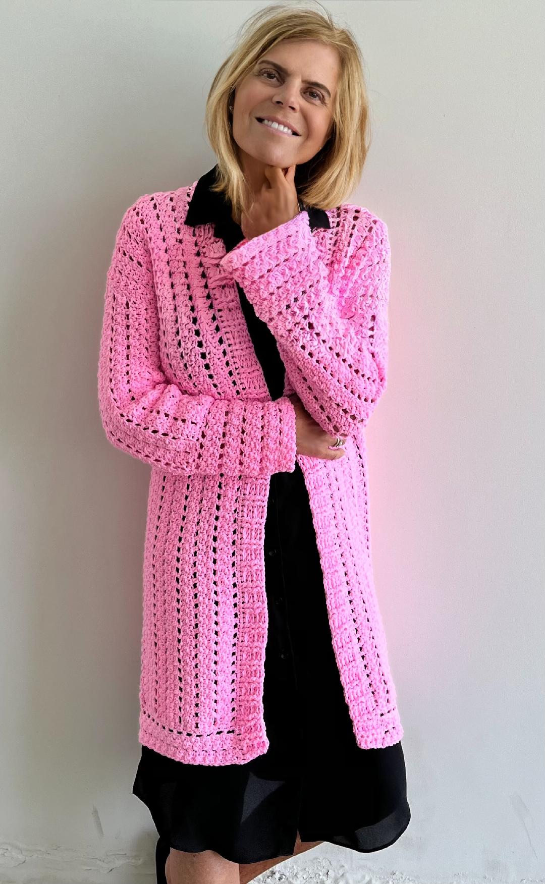 In the Pink Cardigan - Crochet PATTERN - English US terms - digital pdf