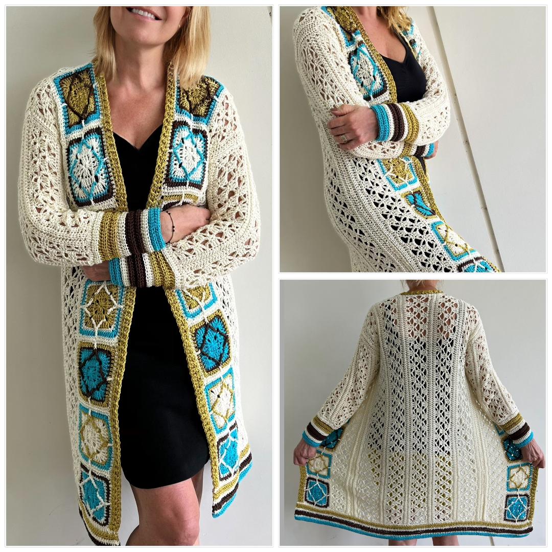 Santa Fe Cardigan - Crochet PATTERN - English USA - digital pdf