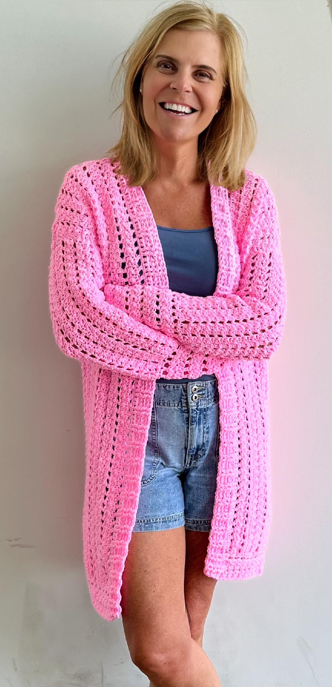 In the Pink Cardigan - Crochet PATTERN - English US terms - digital pdf