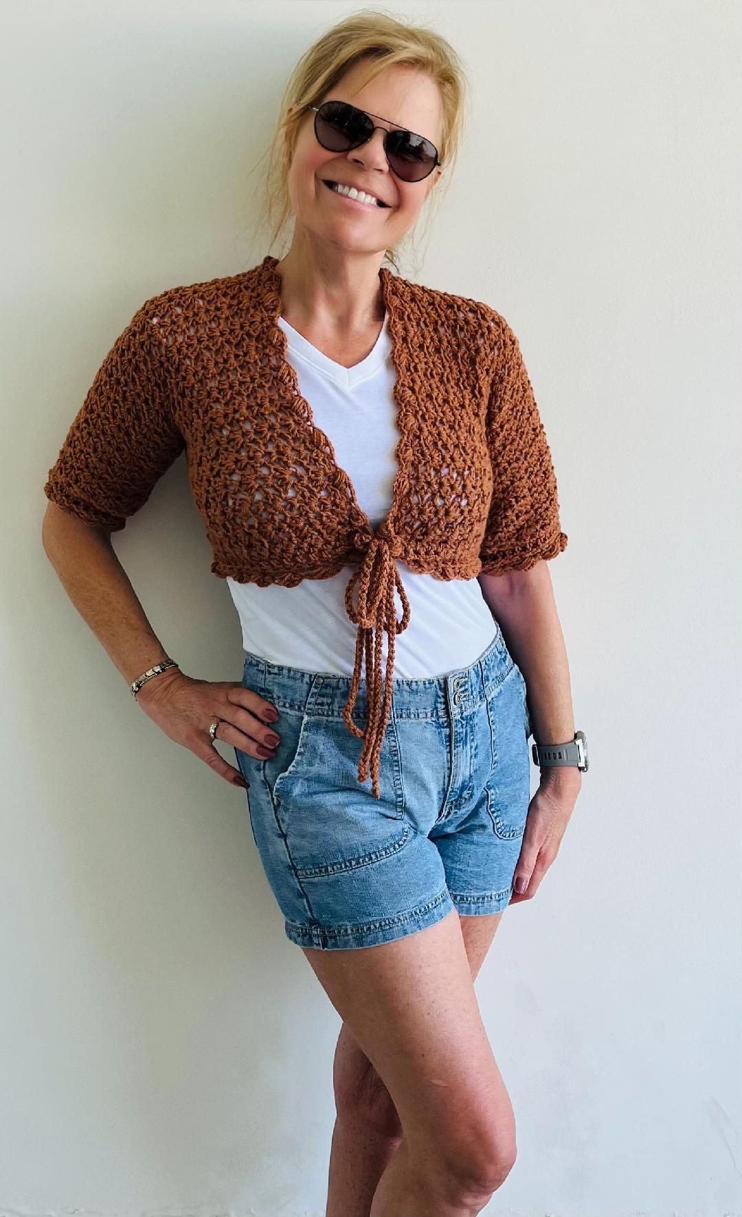 Coco Bolero - Short Cardigan - Crochet PATTERN - English USA - Digital PDF