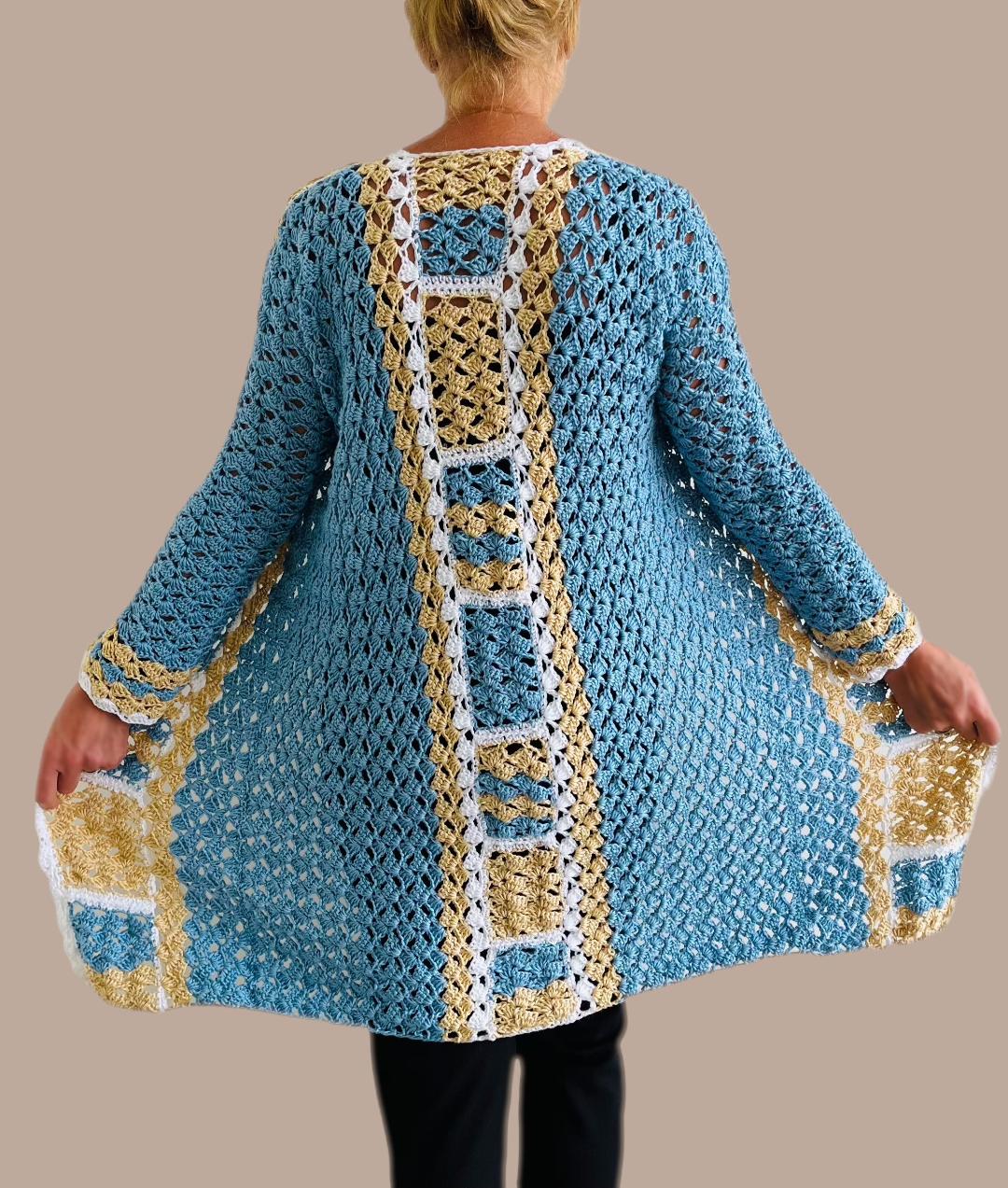 Jenny Squares Cardigan + Top - Crochet PATTERNS - English US Terms - digital pdf