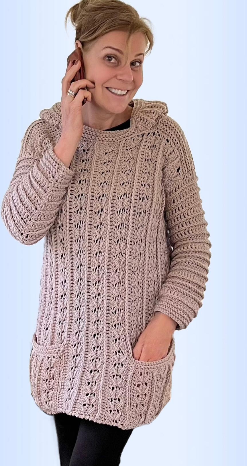 EZ Breezy Winter Hoodie - Crochet PATTERN - English USA - digital download