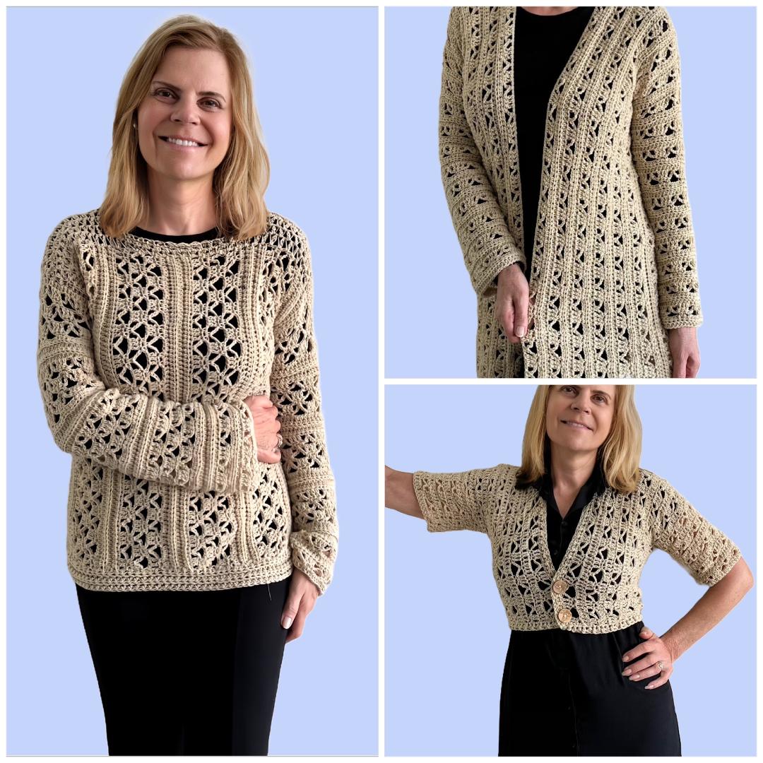 3 of a Kind Crochet Set - Cardi - Sweater - Bolero - PATTERN - English USA