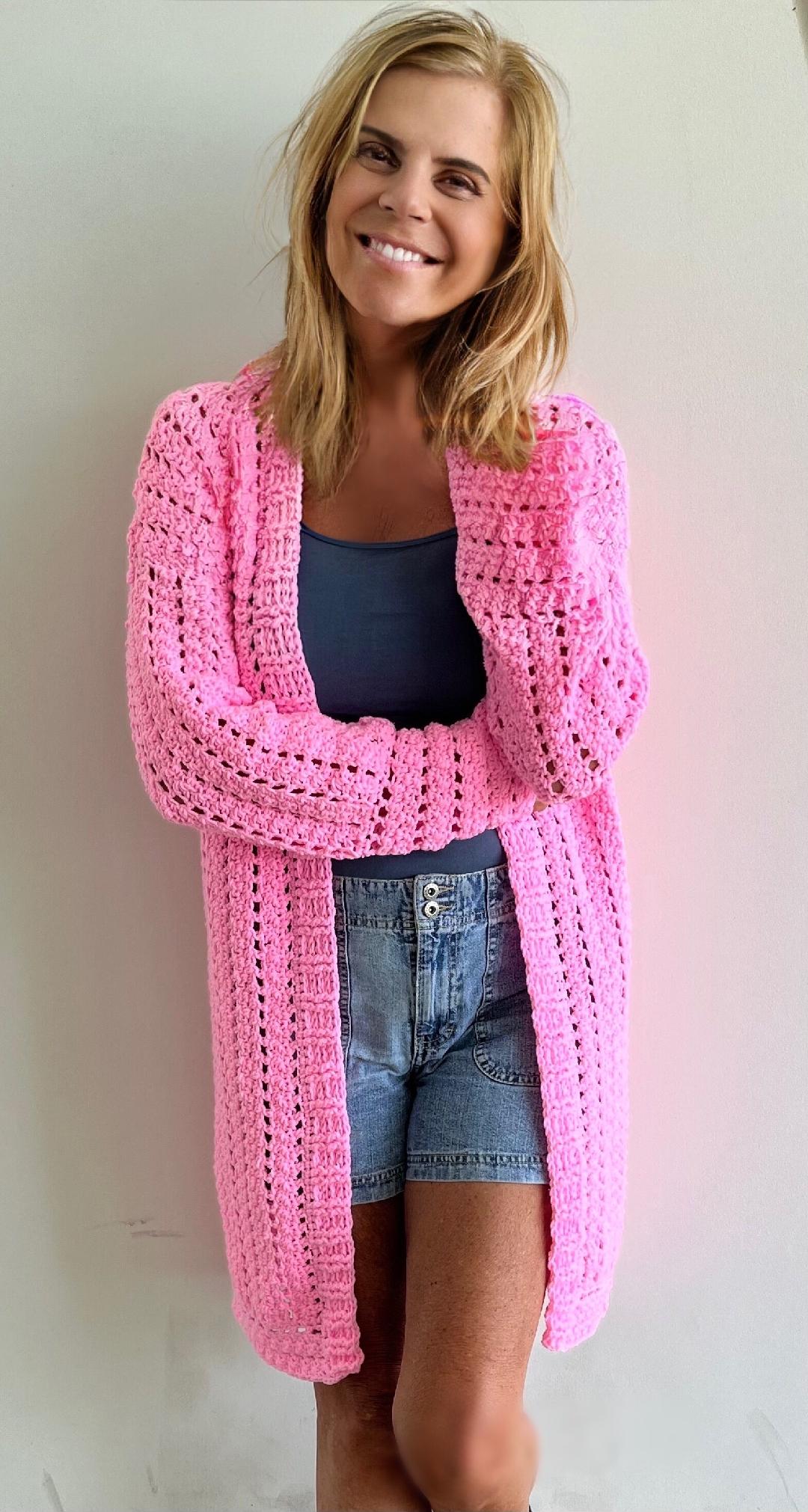 In the Pink Cardigan - Crochet PATTERN - English US terms - digital pdf