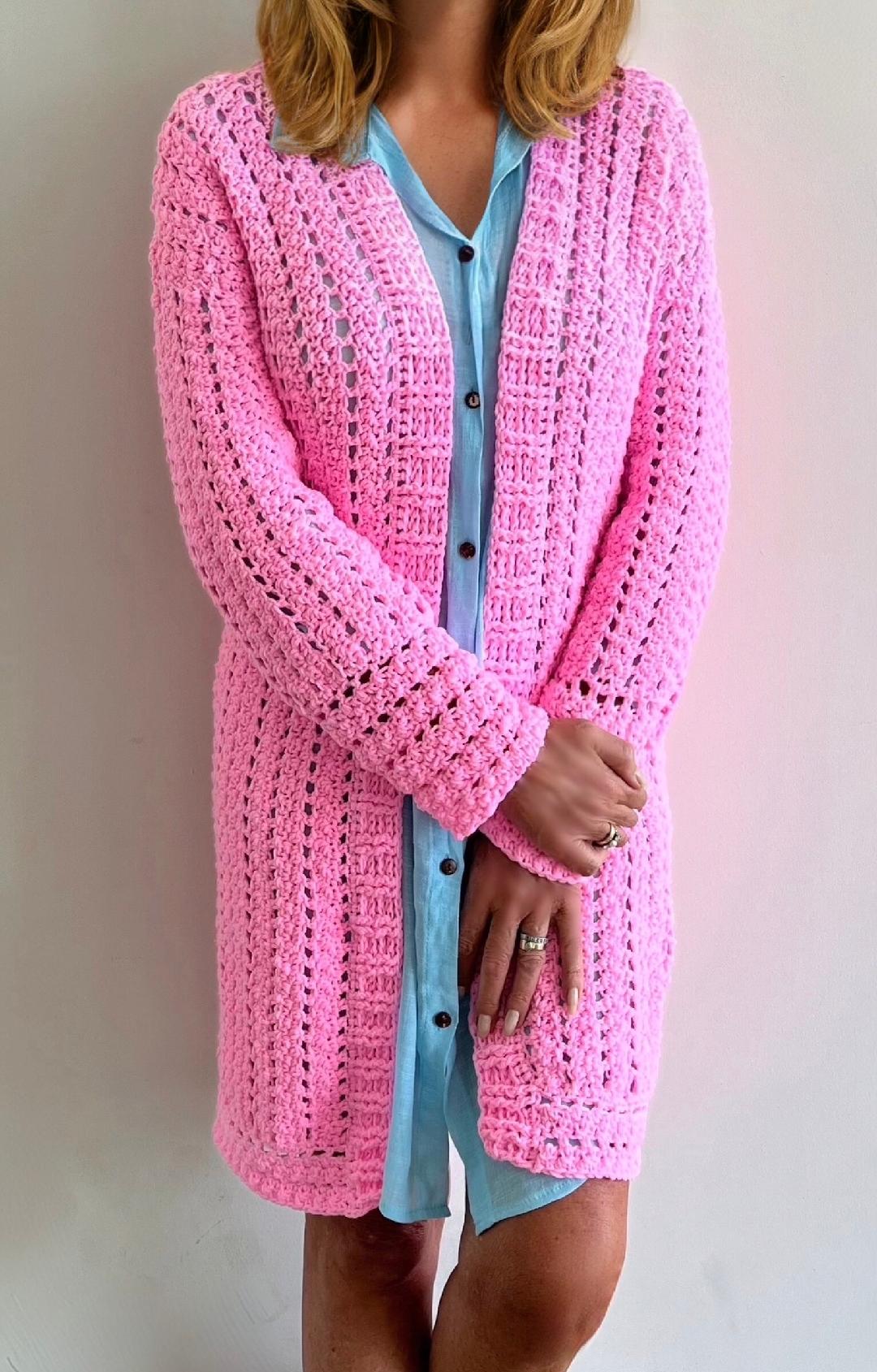 In the Pink Cardigan - Crochet PATTERN - English US terms - digital pdf