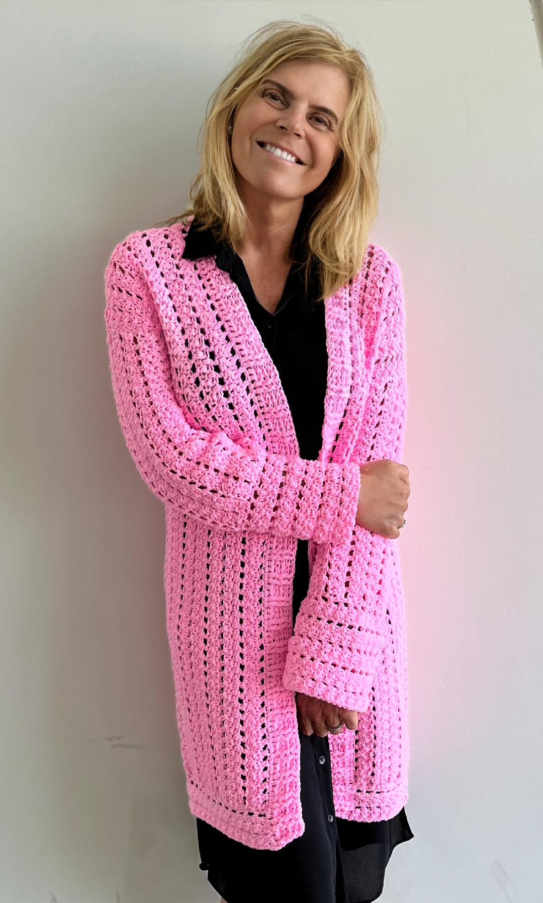 In the Pink Cardigan - Crochet PATTERN - English US terms - digital pdf