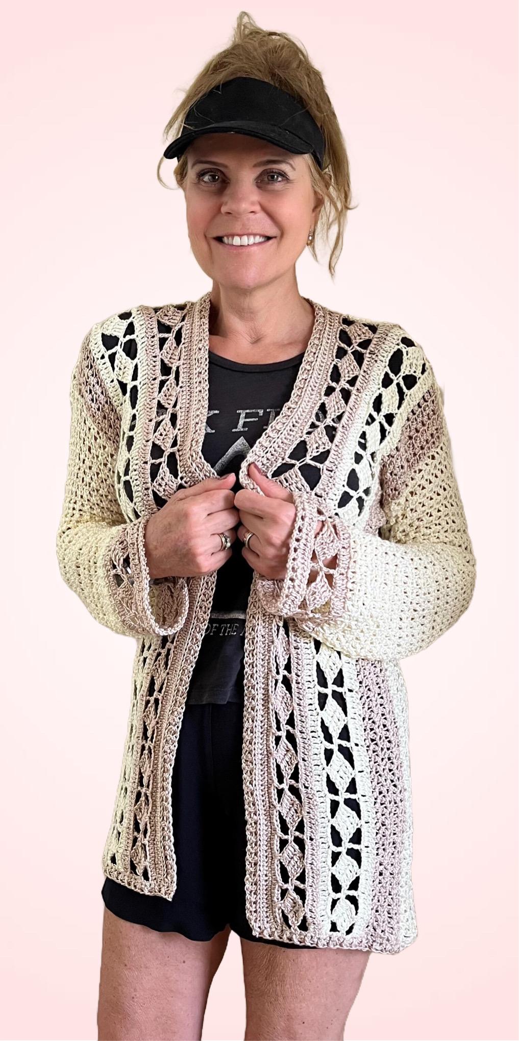 Cozy Chic Cardigan - Crochet PATTERN - English USA