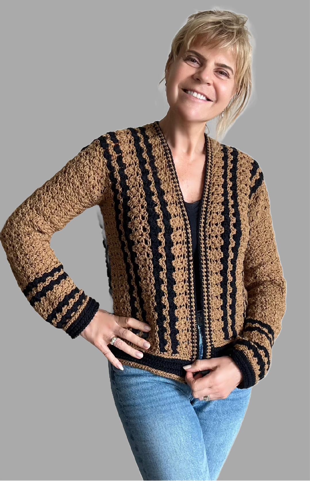 Café Noir Twin Set - Sweater & Cardigan - Crochet PATTERN - English US Terms - digital pdf