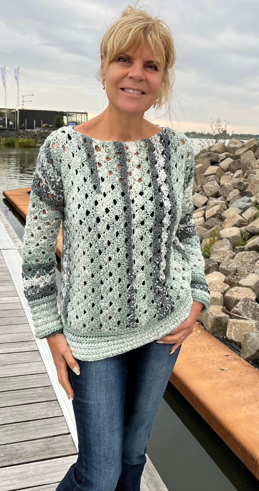 Sage Symphony Sweater (plus matching hat) - Crochet PATTERN - English US Terms