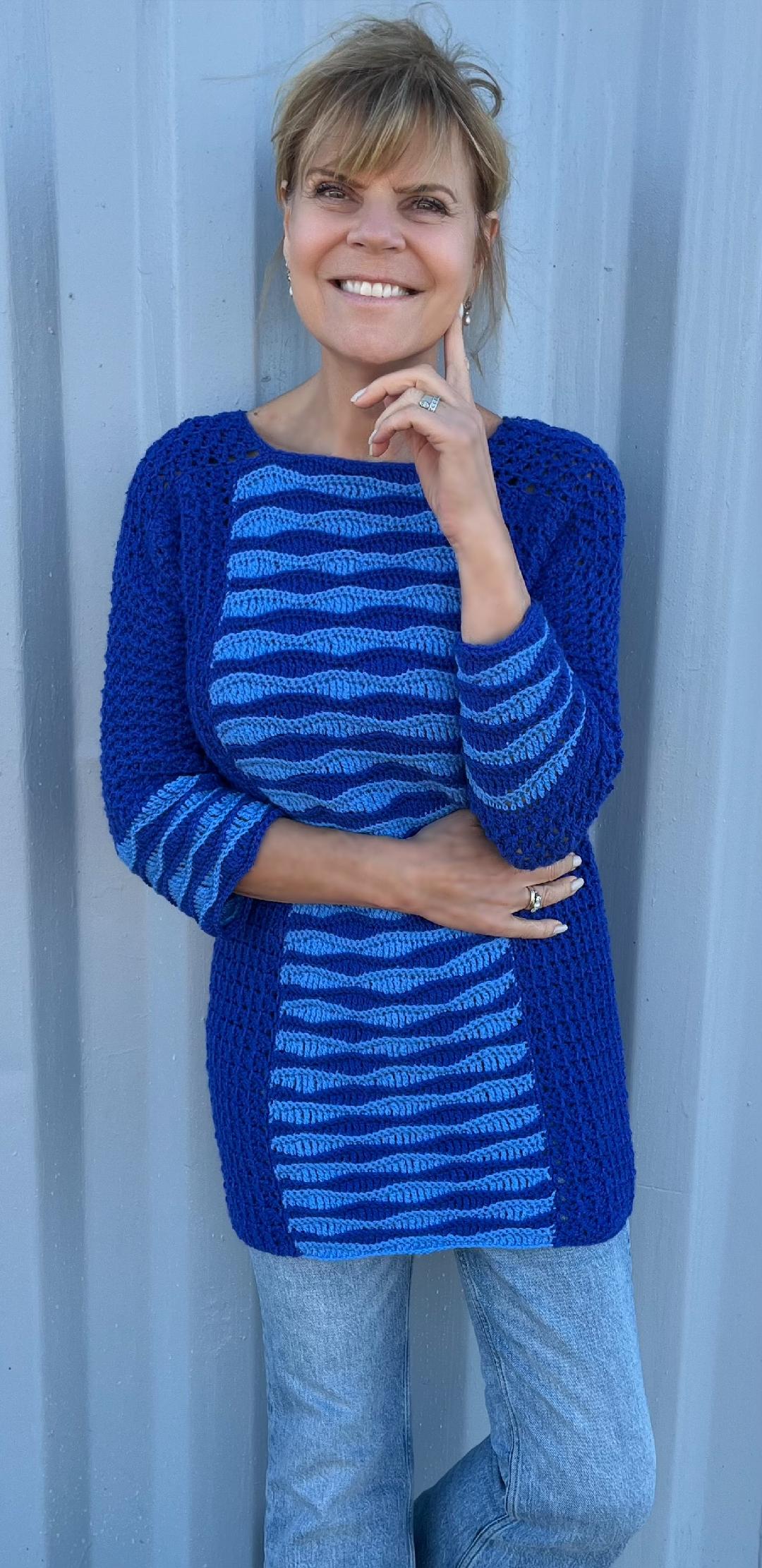 Captured Between Waves - Sweater & Tunic - Crochet PATTERN - English US Terms - digital pdf
