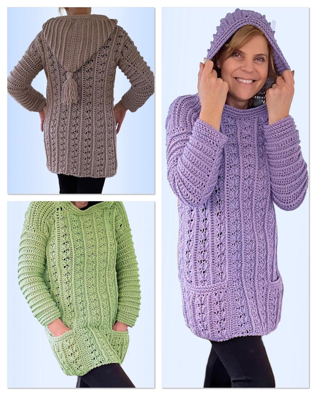 EZ Breezy Winter Hoodie - Crochet PATTERN - English USA - digital download