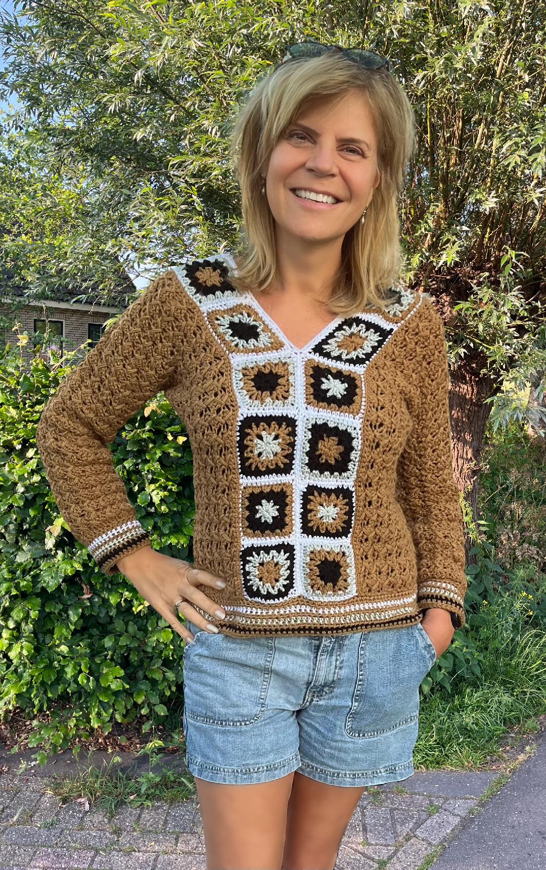 Toffee Trail Sweater - Crochet PATTERN - English US Terms - Digital pdf