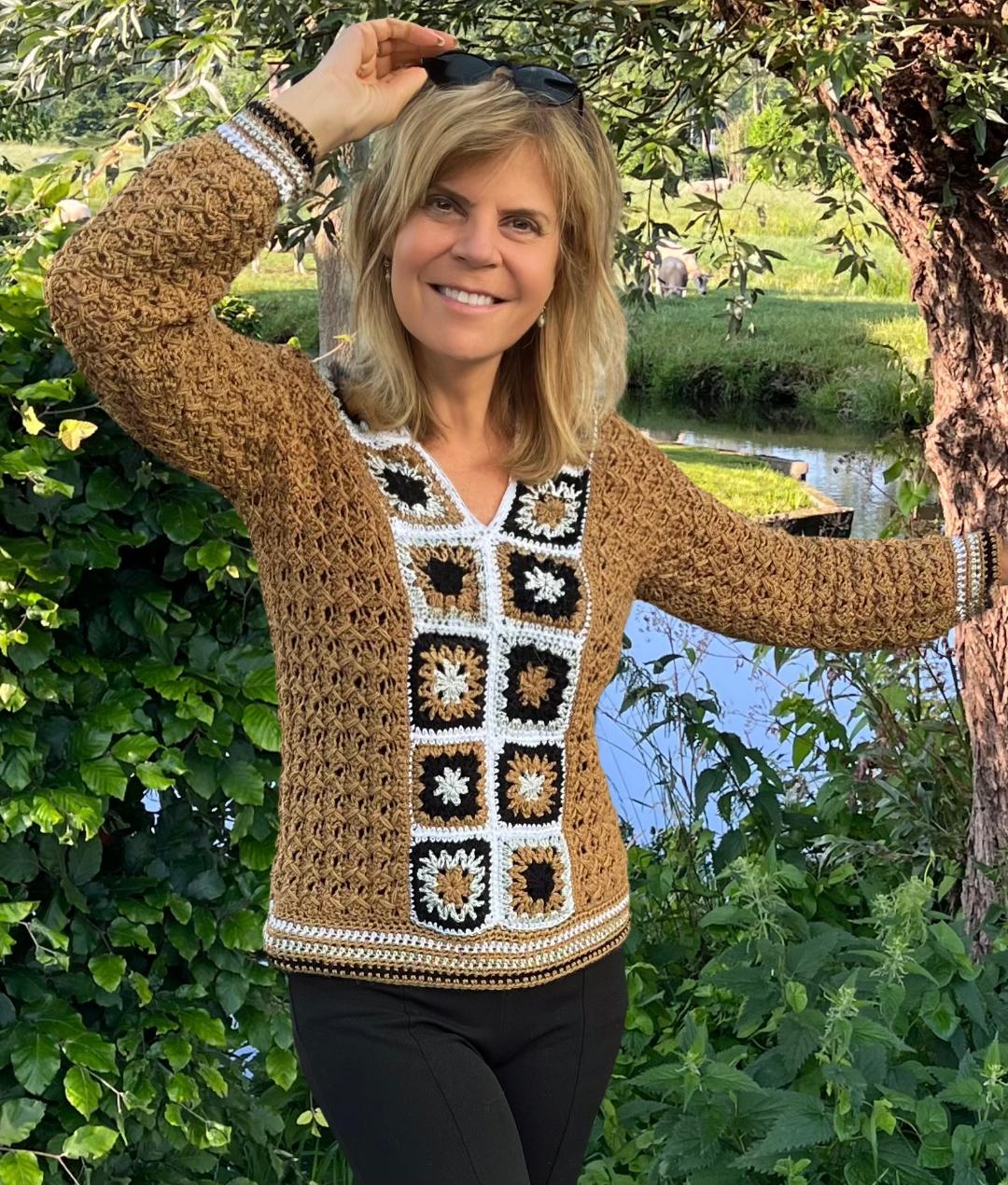 Toffee Trail Sweater - Crochet PATTERN - English US Terms - Digital pdf