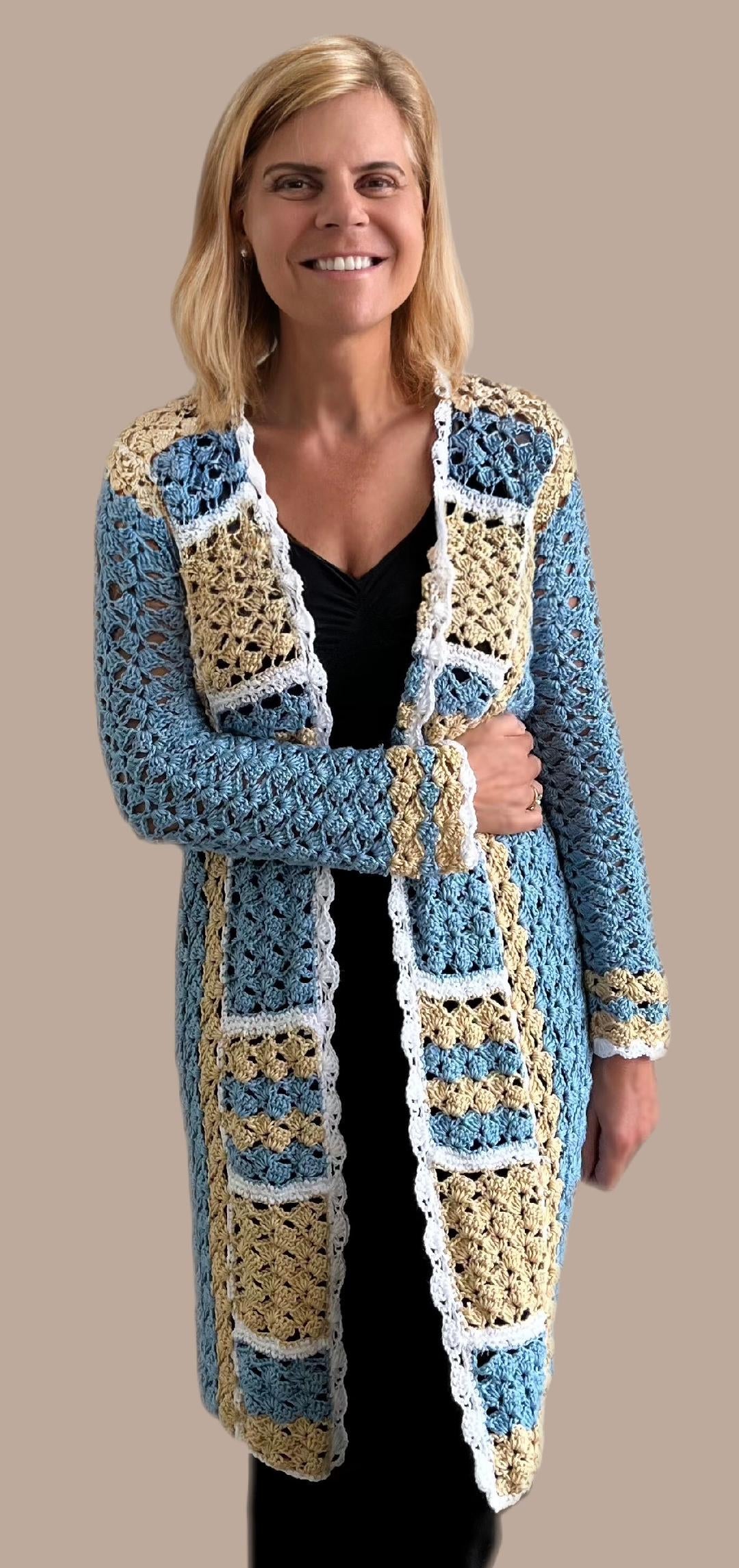 Jenny Squares Cardigan + Top - Crochet PATTERNS - English US Terms - digital pdf
